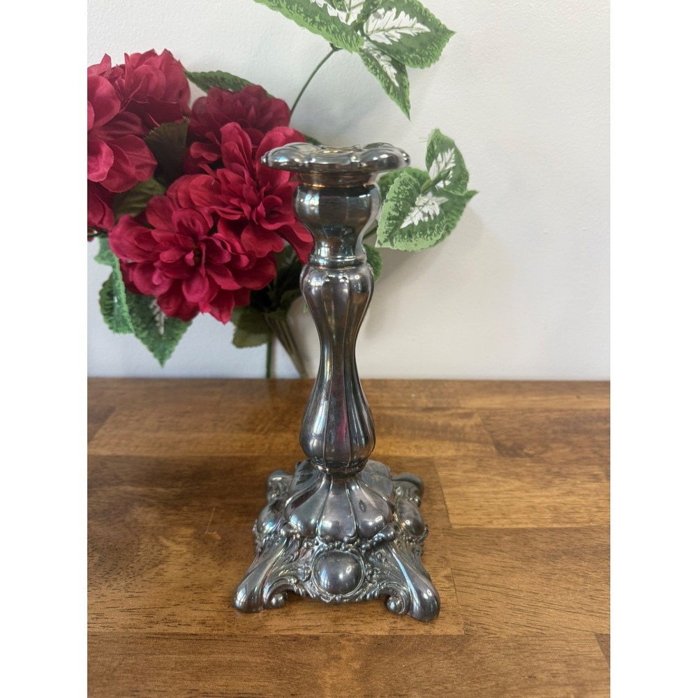 Vintage Wm. A. Rogers Silver-Plated Candle Holder – Ornate Rococo Style Gothic